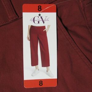 GLORIA VANDERBILT Wide Leg Tummy Control Crop Pants Sz 8 Red Rust Pull‎ On NWT